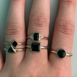 Forever 21 Black and Gold Rings